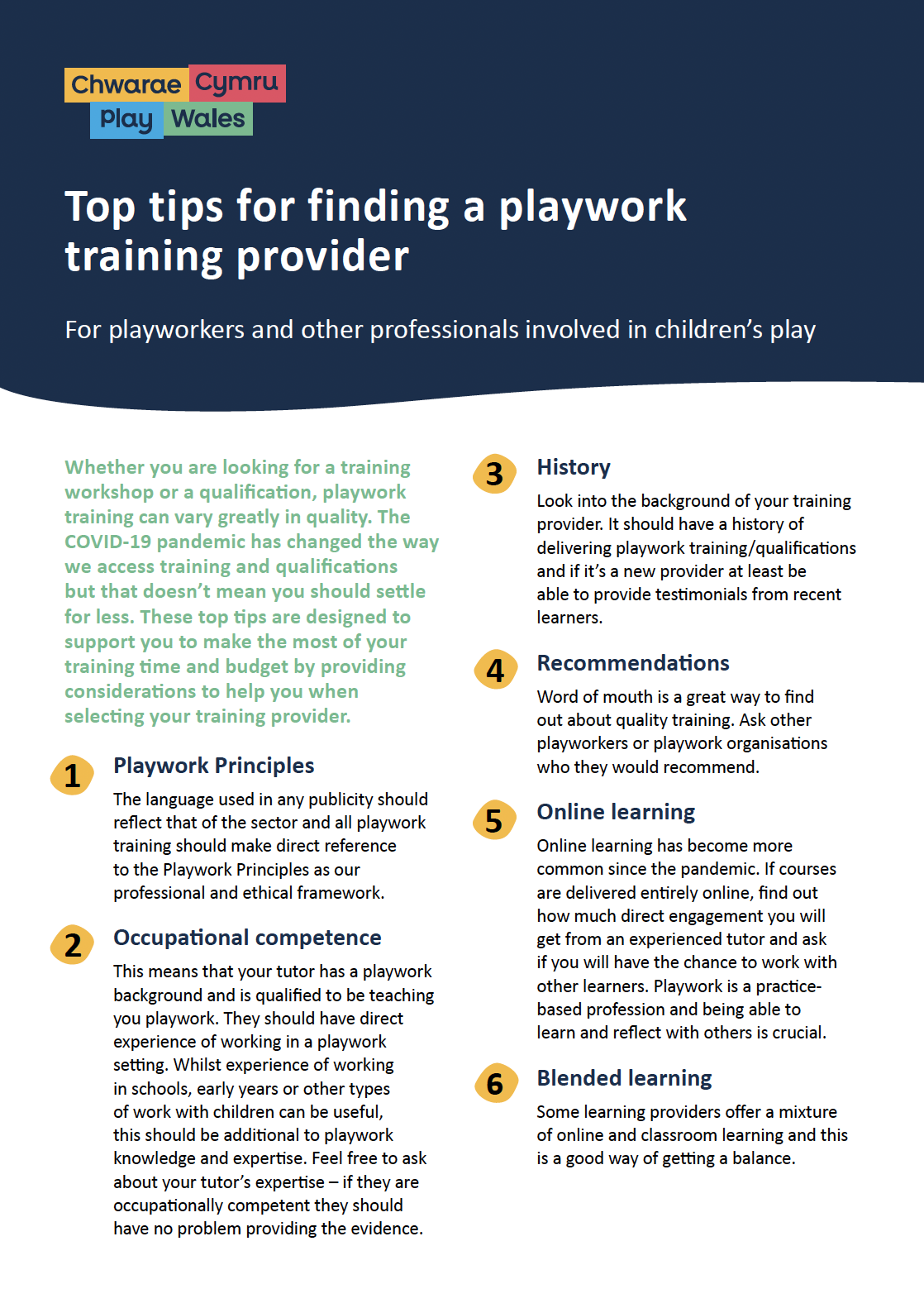 Top tips for finding a playwork training provider