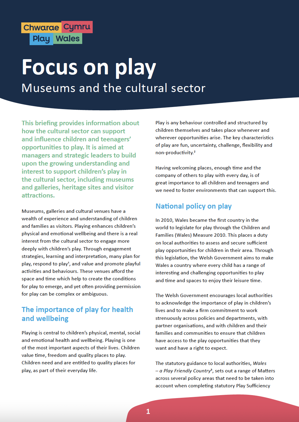 Focus on play – Museums and the cultural sector
