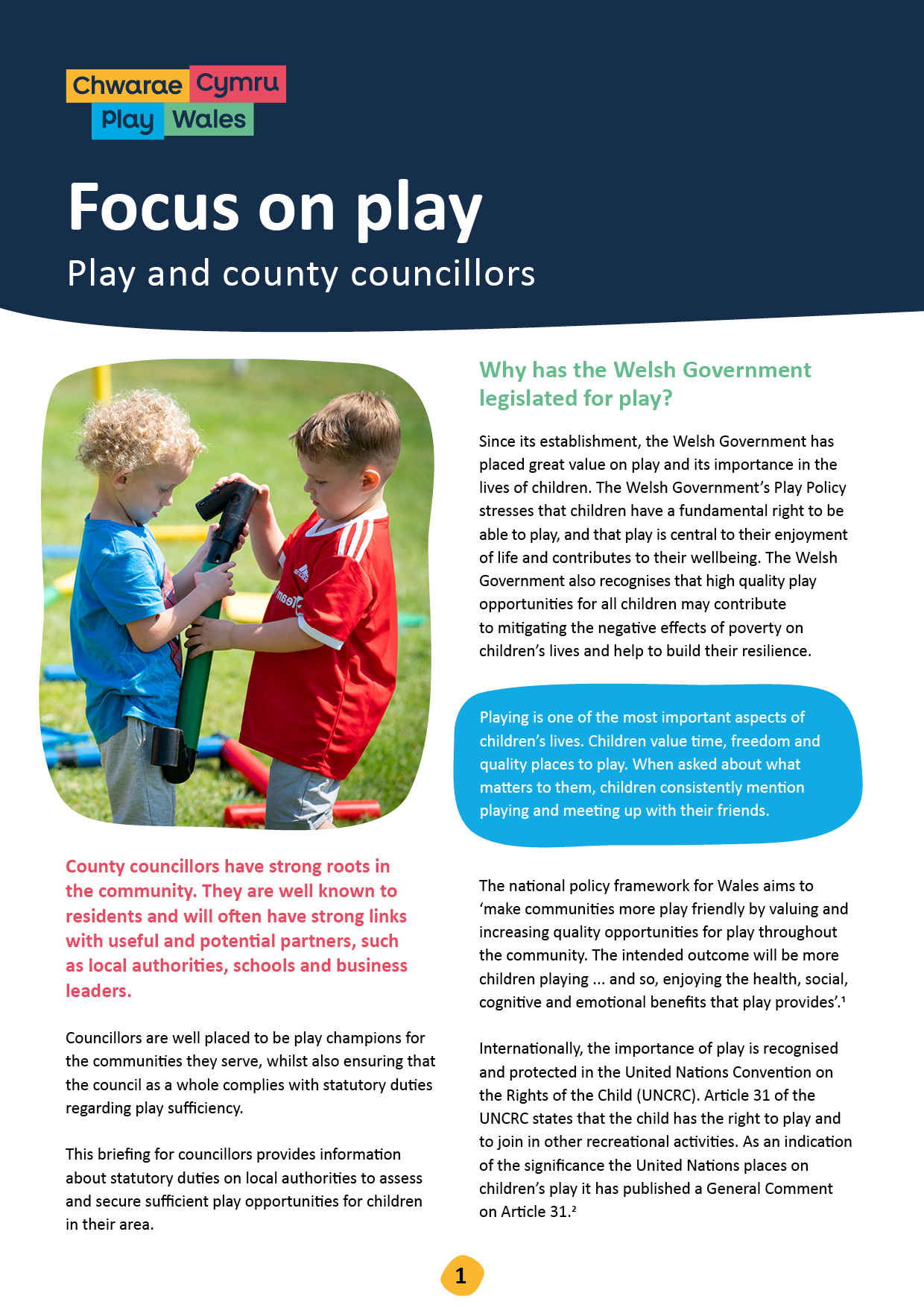 Focus on play – Play and county councillors